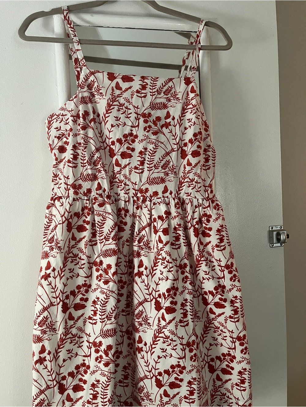 United By Blue Cream Sundress with Red Floral Motif